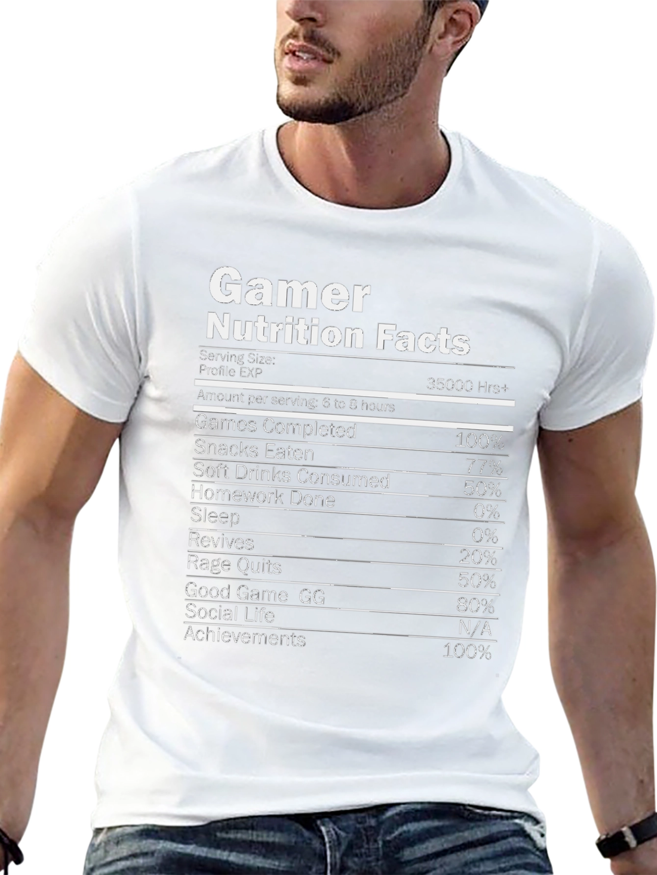 Gamer Nutrition Facts Novelty Graphic T-Shirt