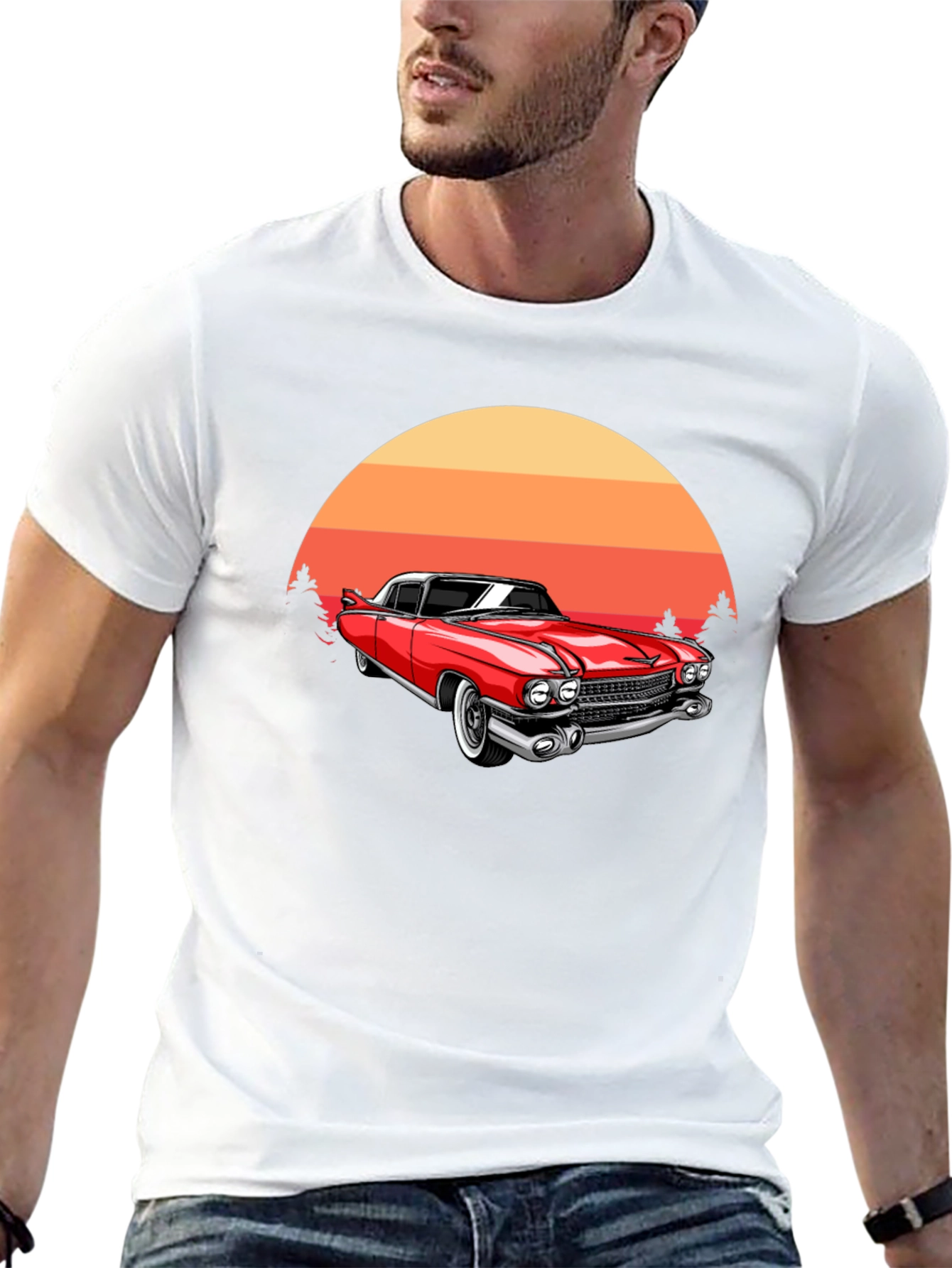 Classic Car Sunset Graphic T-Shirt