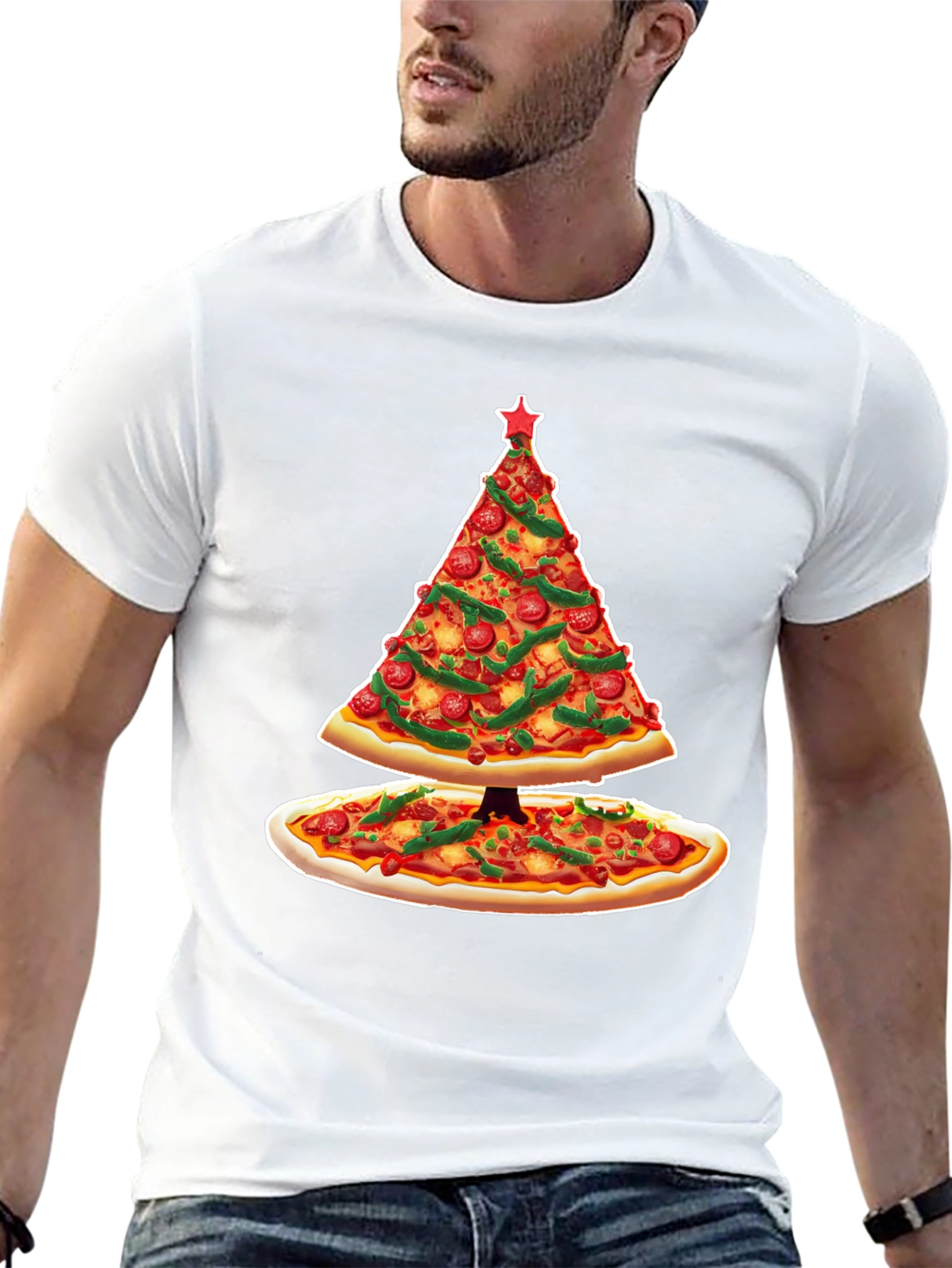 Pizza Christmas Tree T-Shirt - Holiday Apparel