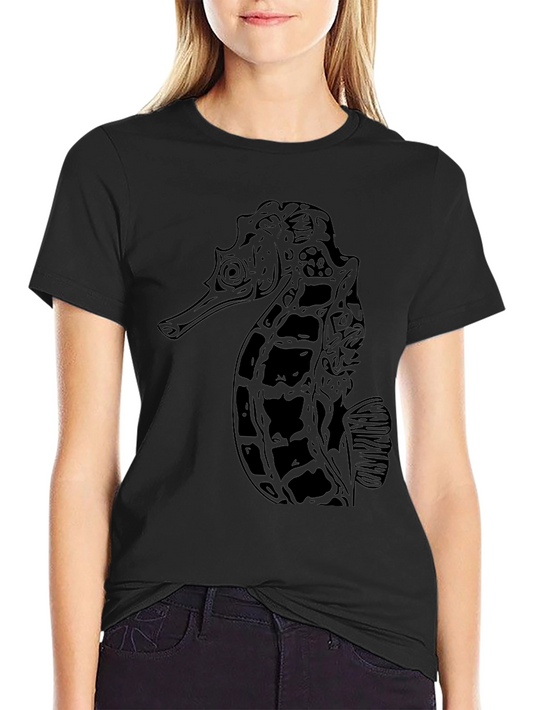 Black Seahorse Graphic Tee - Unisex