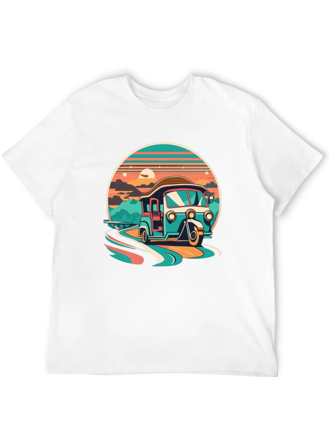 Retro Rickshaw Graphic Tee - Black Cotton Comfort