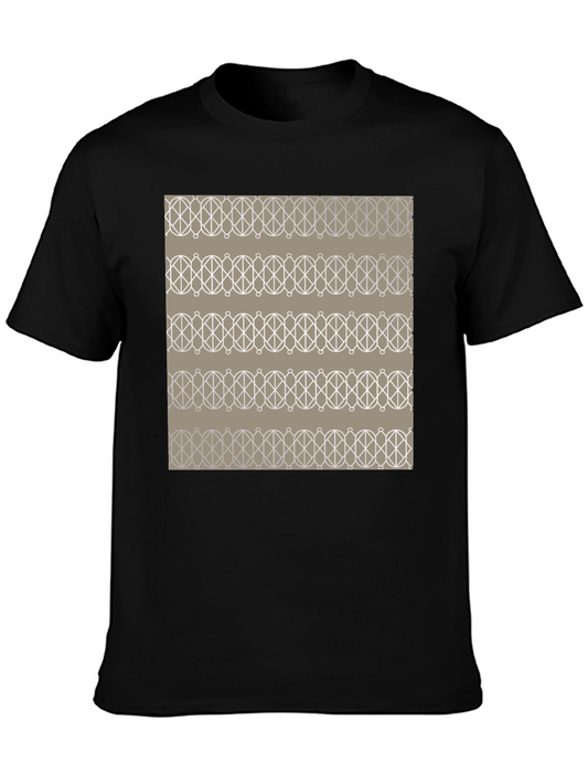 Geometric Pattern Graphic Tee - Stylish Mens Black T-Shirt