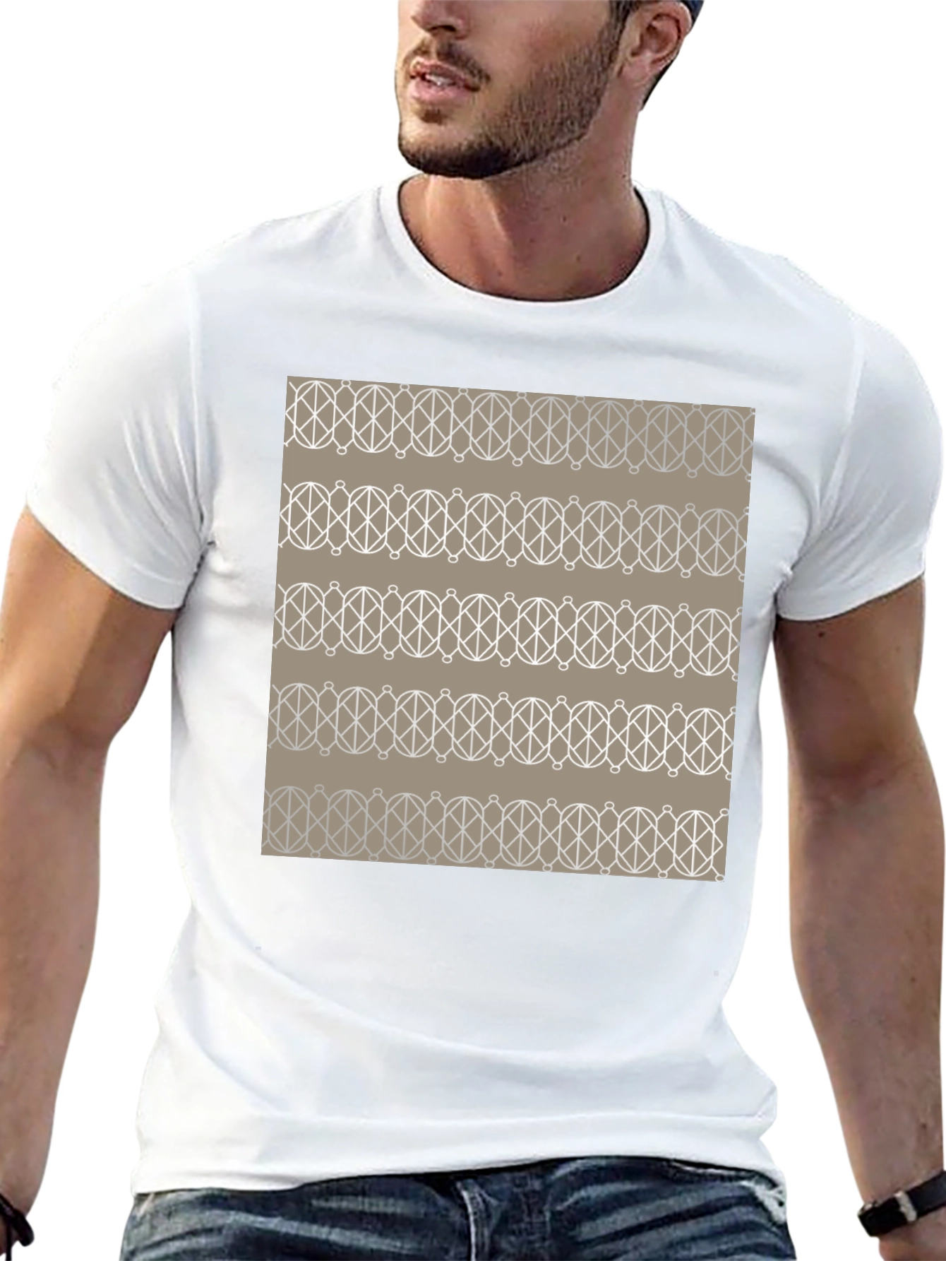 Geometric Pattern Graphic Tee - Stylish Mens Black T-Shirt