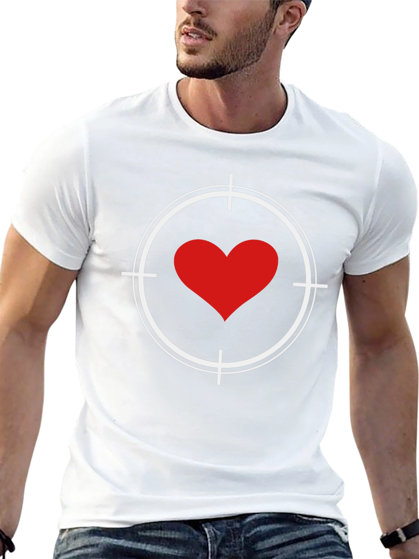 Heart Target Graphic Tee - Black Cotton T-Shirt