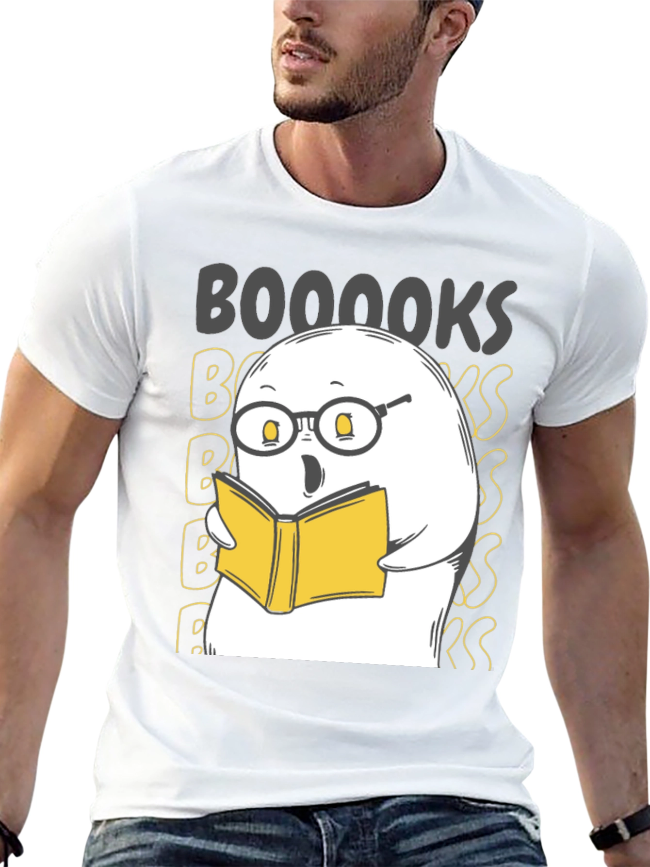 Funny Ghost Reading Book T-Shirt - BOOOOOKS!