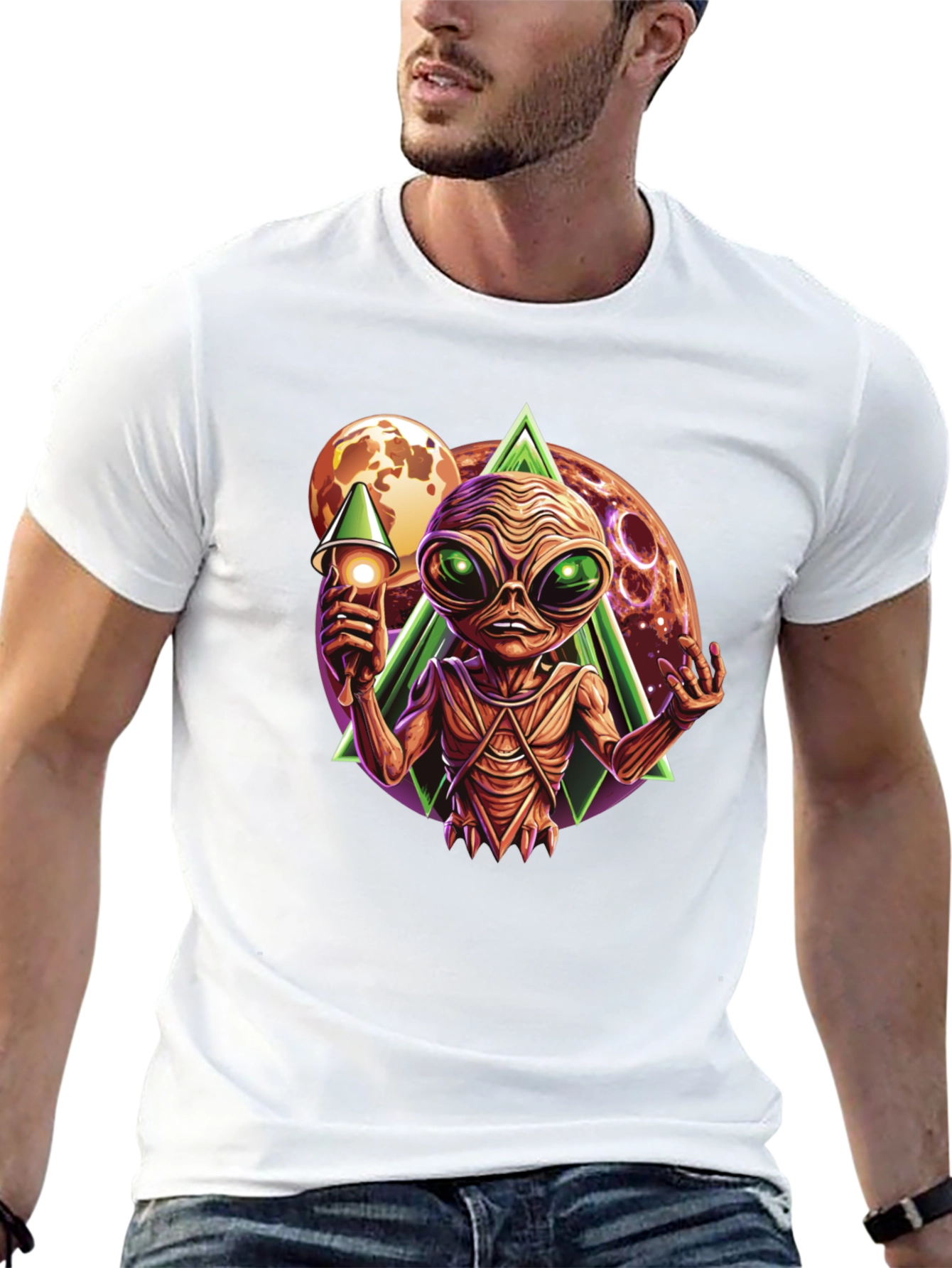 Alien Invasion Graphic Tee - Black Cotton T-Shirt