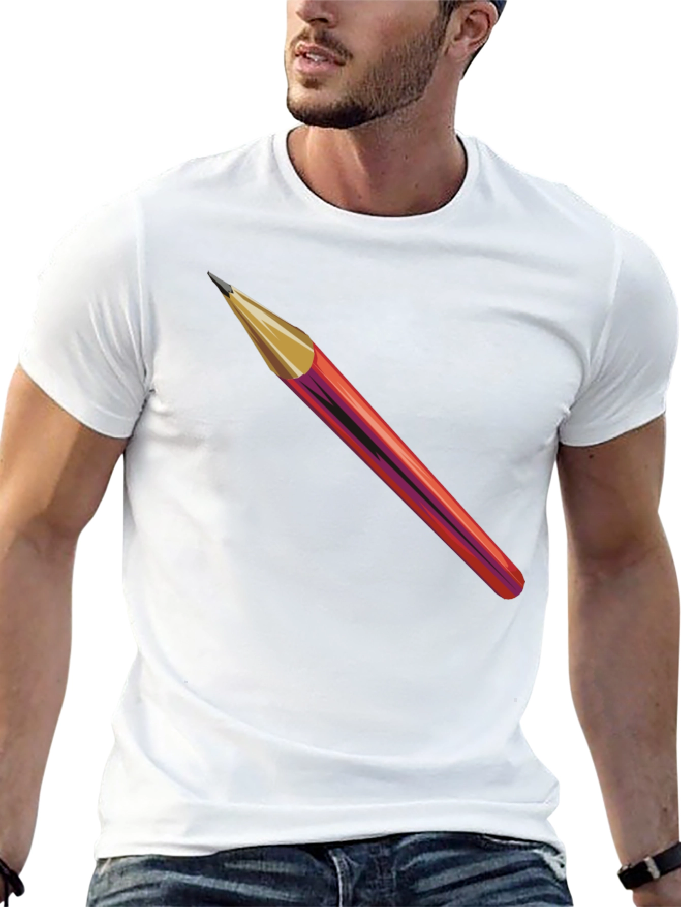Pencil Graphic Black T-Shirt - Artistic Style