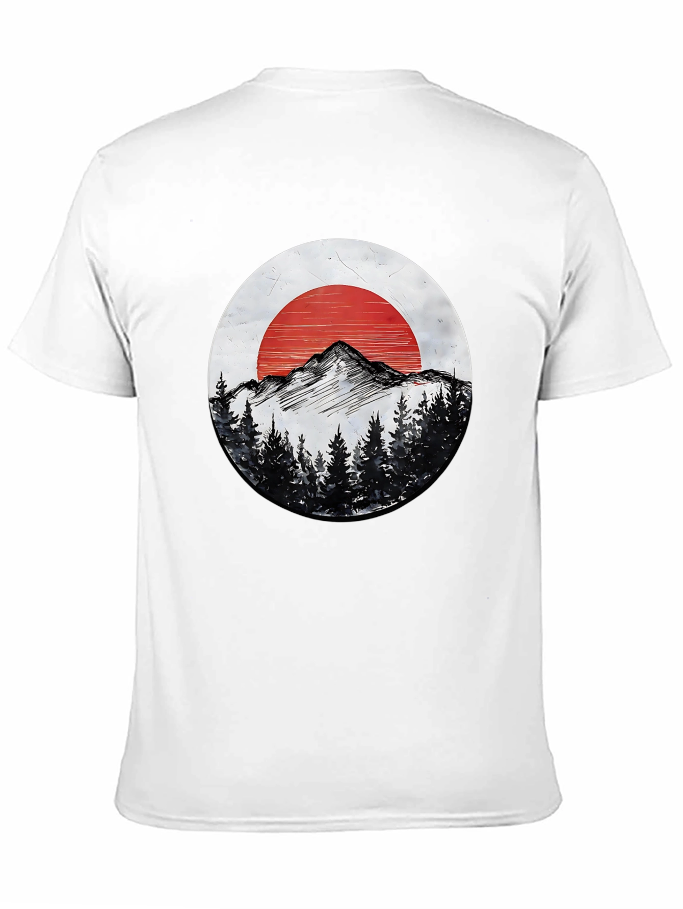 Mountain & Sun Graphic Tee - Black Cotton T-Shirt