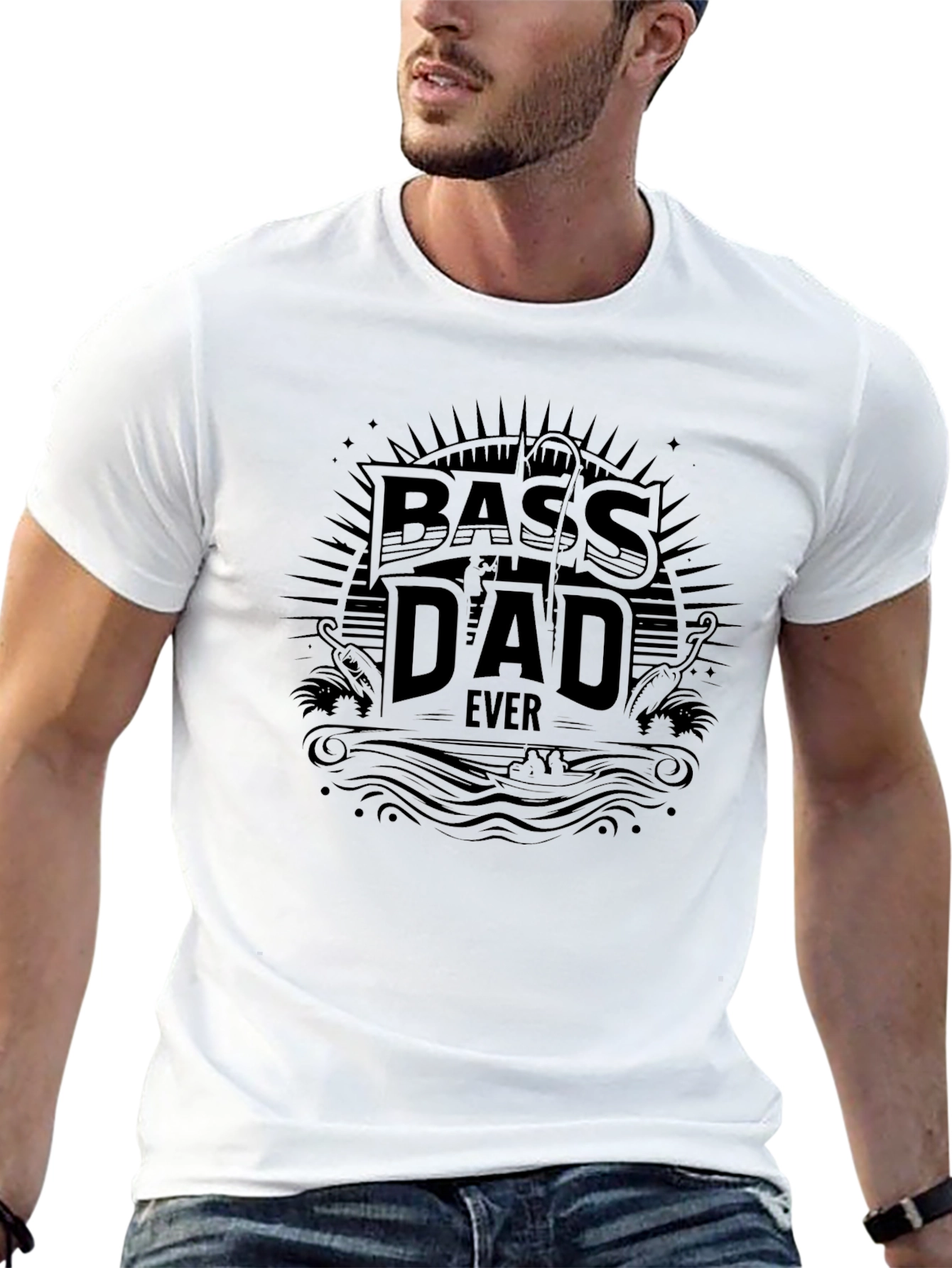 Bass Dad Ever Black T-Shirt for Fishing Lovers