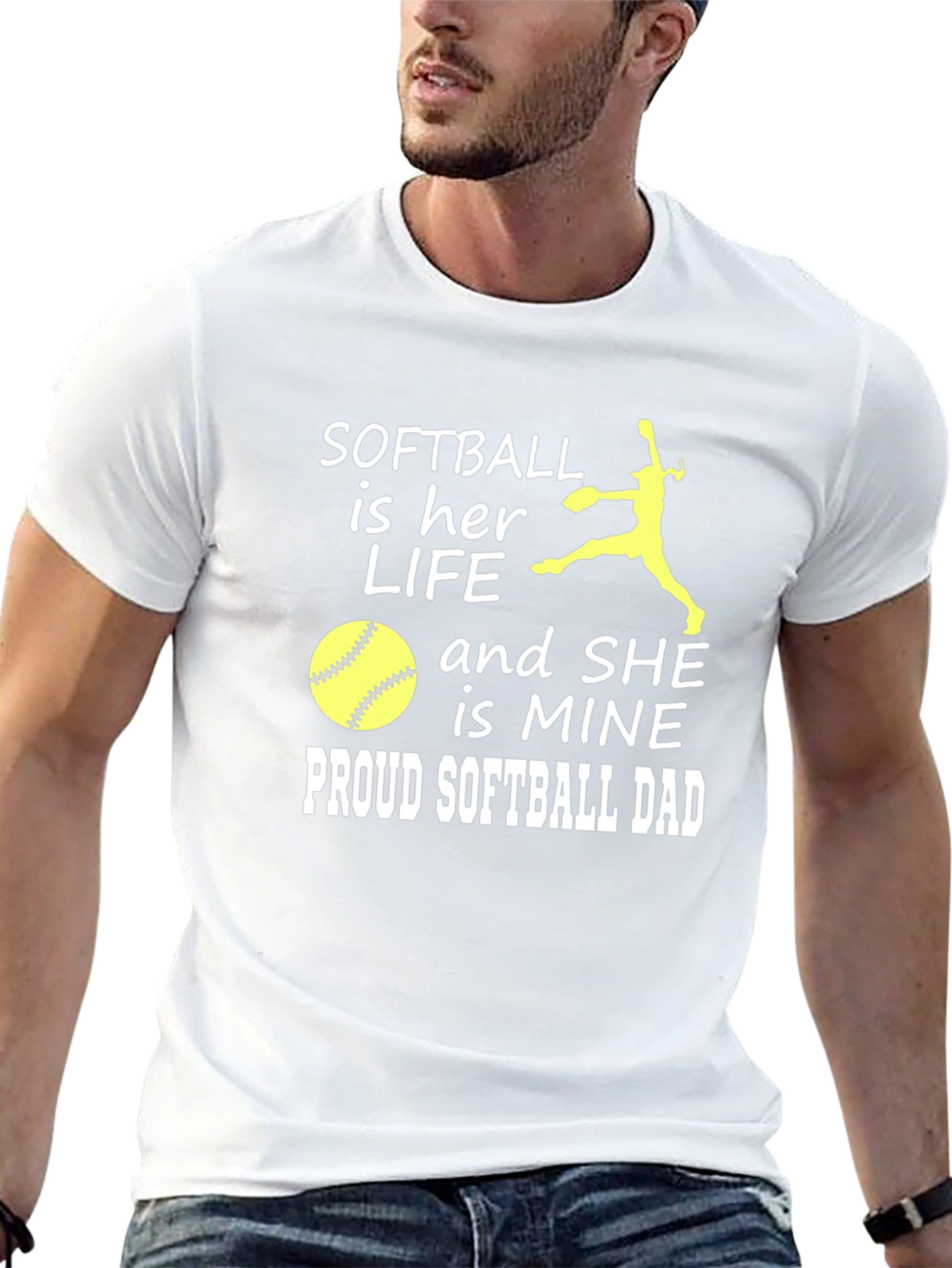 Softball Dad Tee - Her Life My Heart