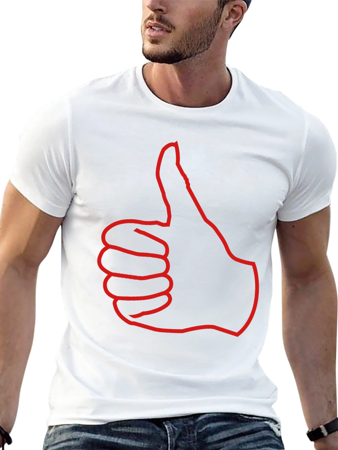 Thumbs Up Graphic Tee - Black Cotton T-Shirt
