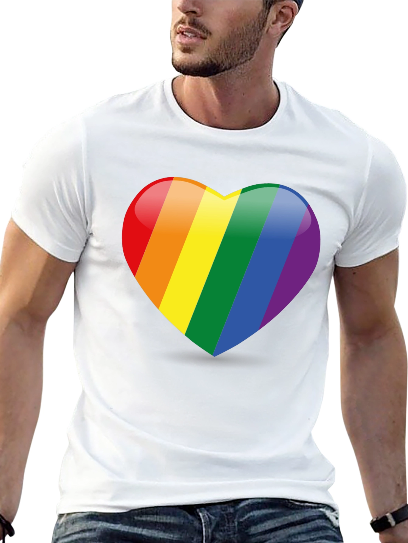 Rainbow Heart Graphic Tee - Pride Love T-Shirt