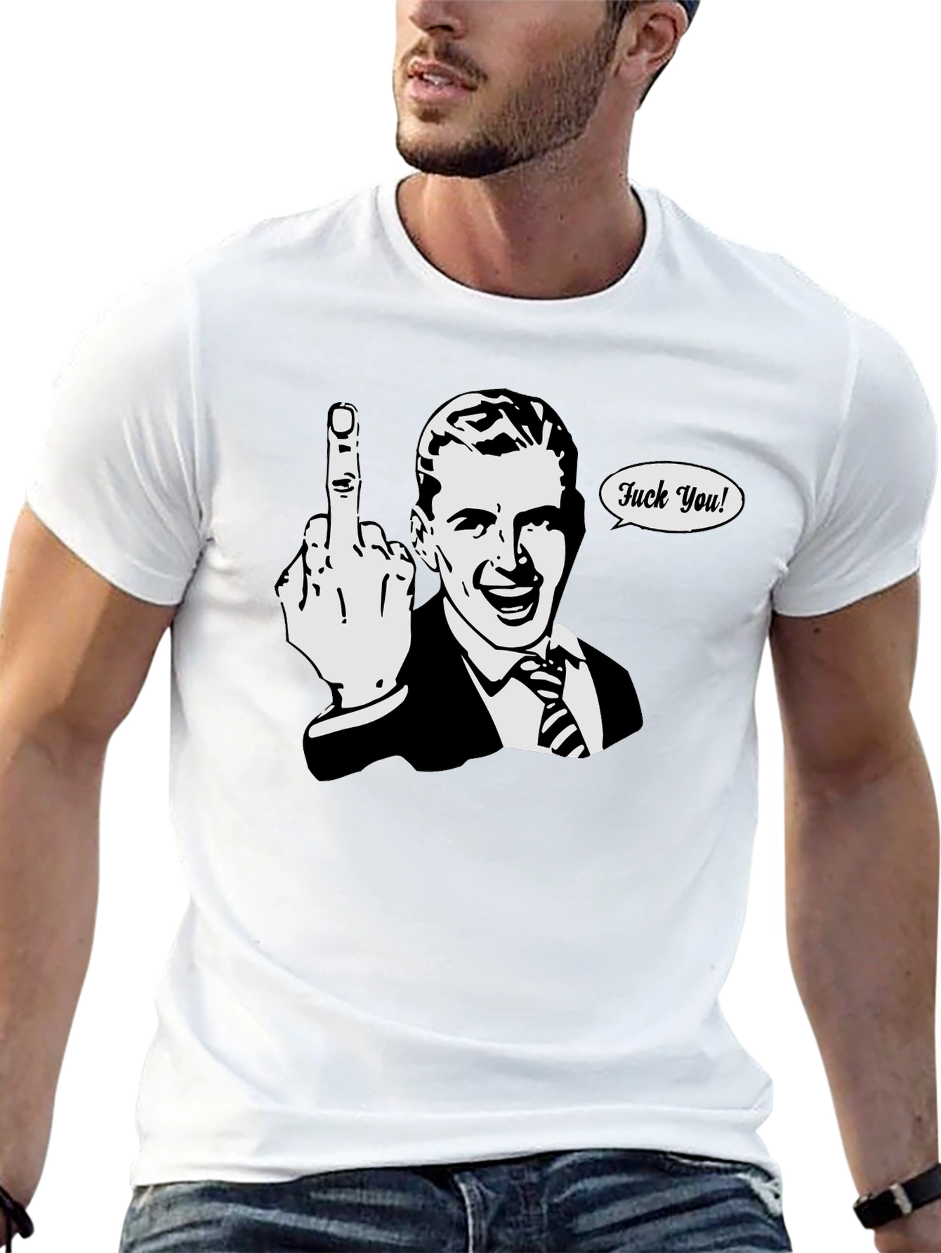Funny Retro Middle Finger T-Shirt - Black
