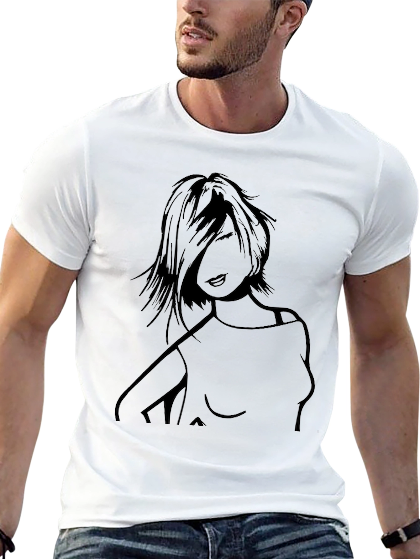 Black Graphic Tee - Edgy Woman Design