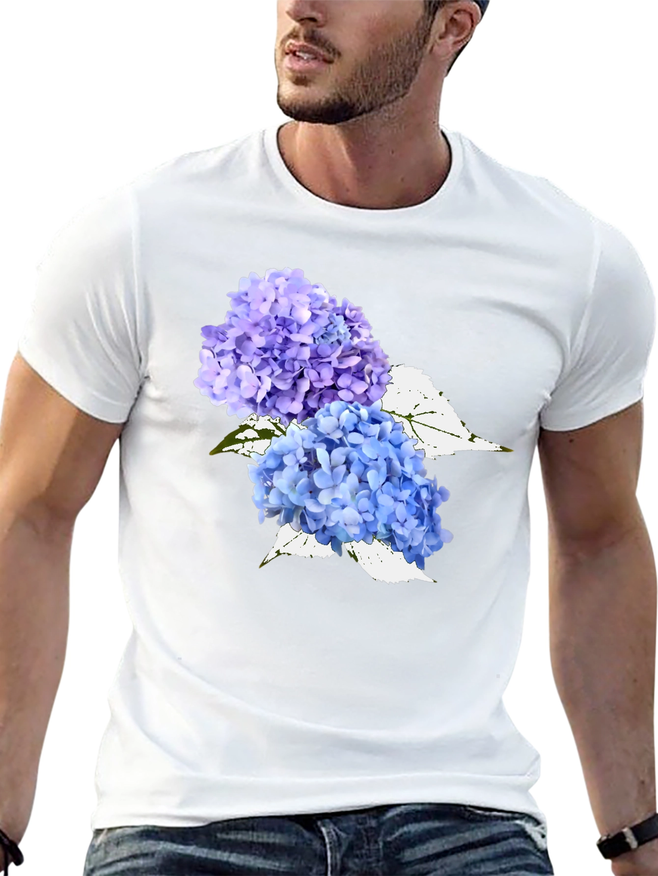 Floral Hydrangea Graphic Tee - Black