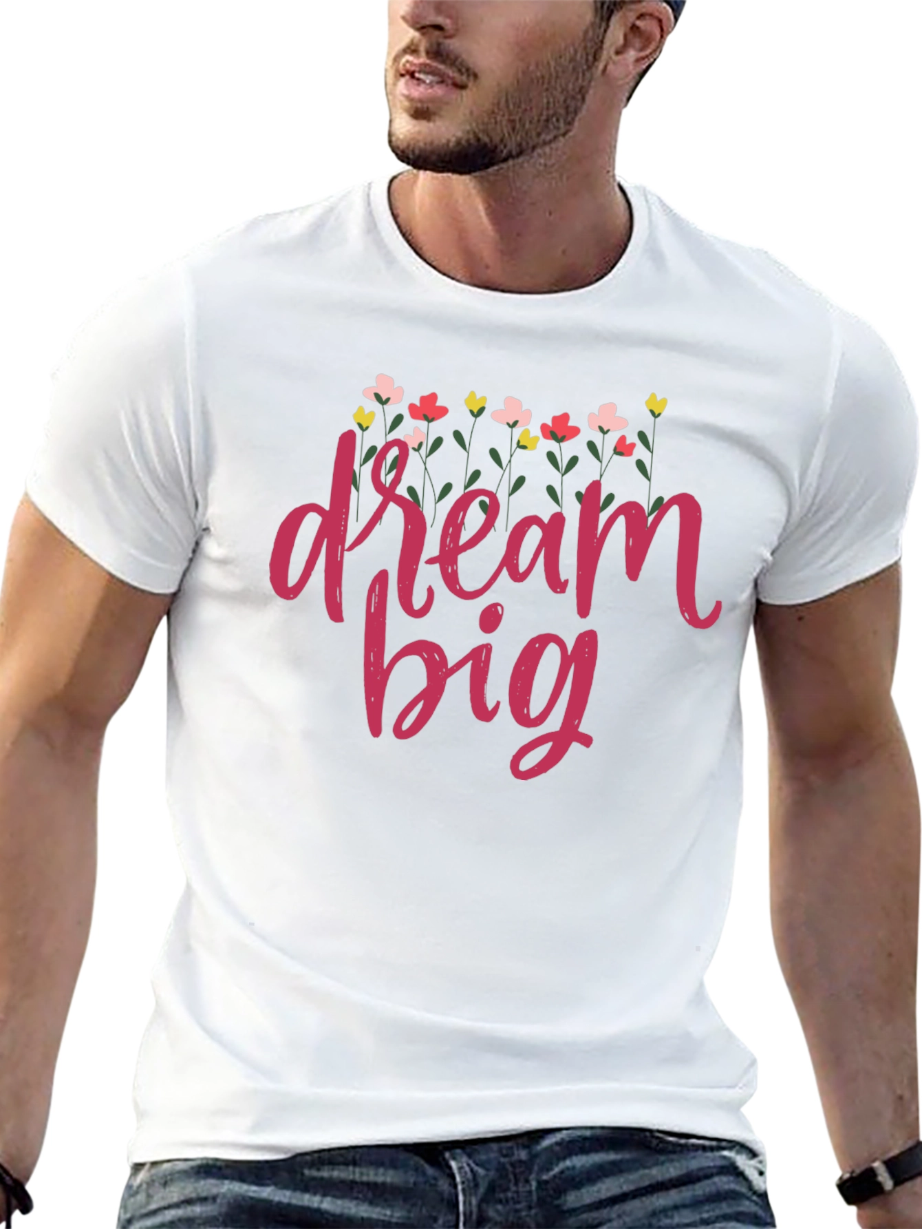 Dream Big Floral Graphic T-Shirt - Black