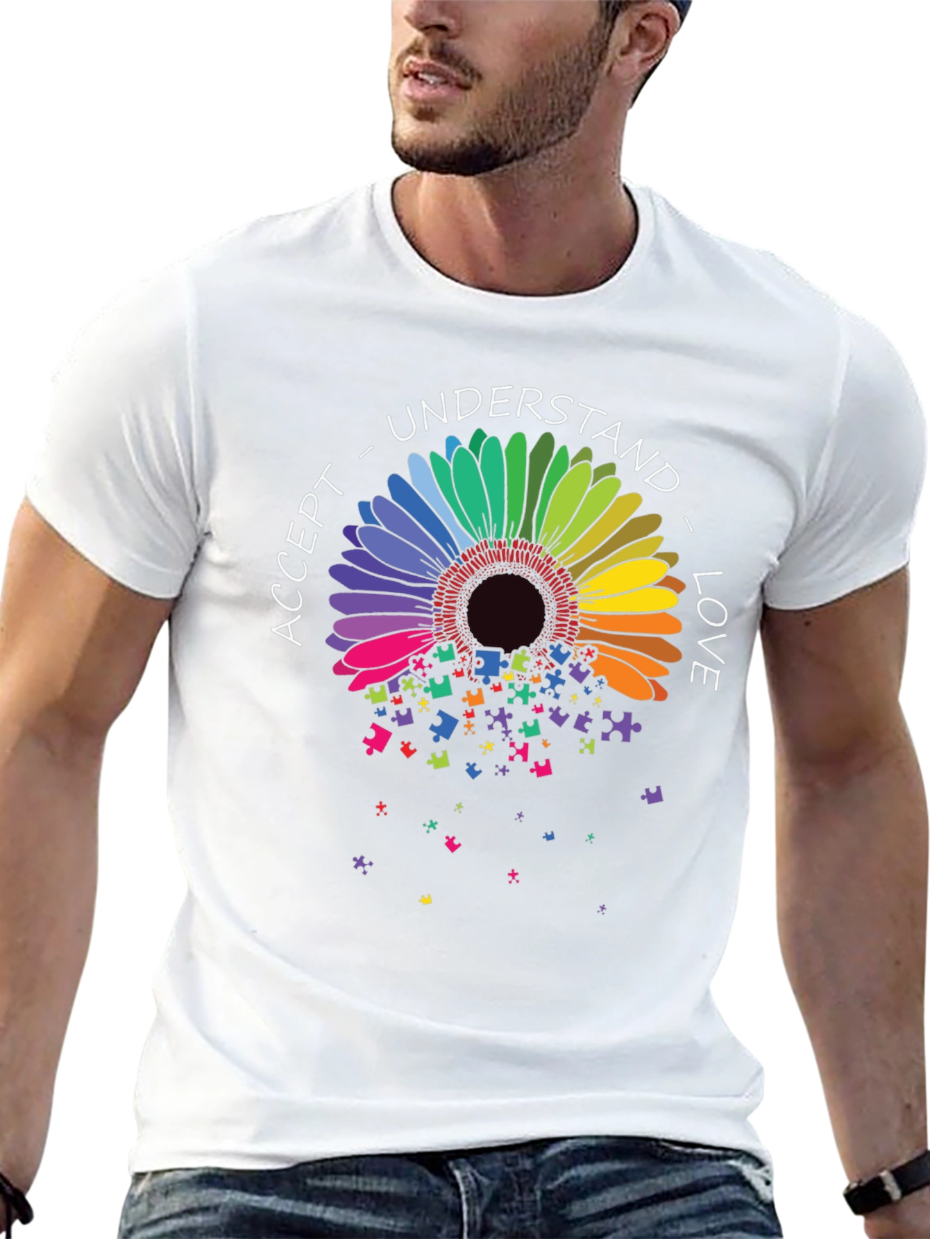 Autism Awareness Sunflower Puzzle T-Shirt