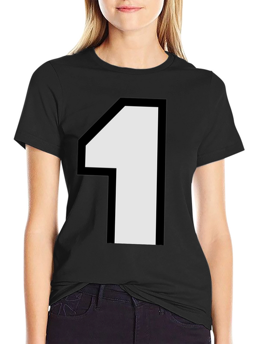 Number One Graphic Tee - Black Cotton Casual Shirt
