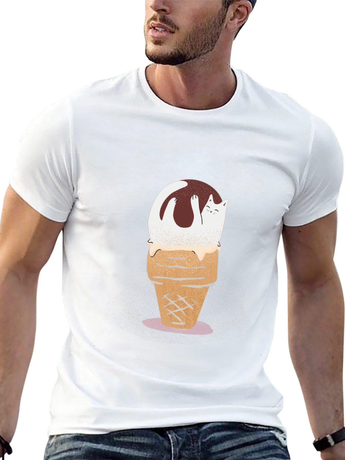 Cat Ice Cream Cone Graphic Tee