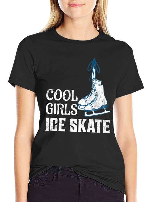 Cool Girls Ice Skate T-Shirt - Black Graphic Tee