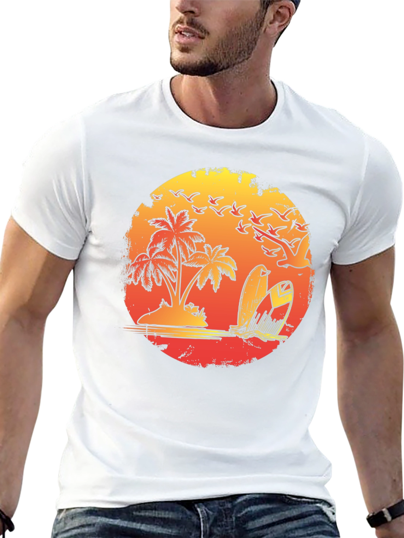 Sunset Beach Surf T-Shirt Tropical Island Tee