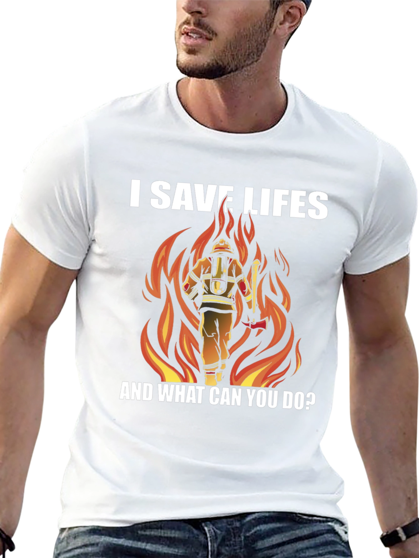 I Save Lives Firefighter Graphic Tee