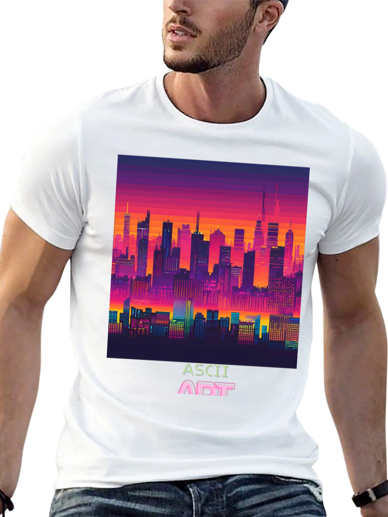 Retro Pixel Cityscape T-Shirt