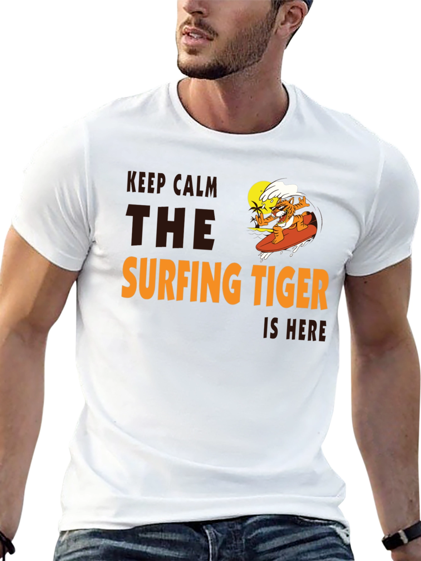 Surfing Tiger T-Shirt: Keep Calm Its Here!