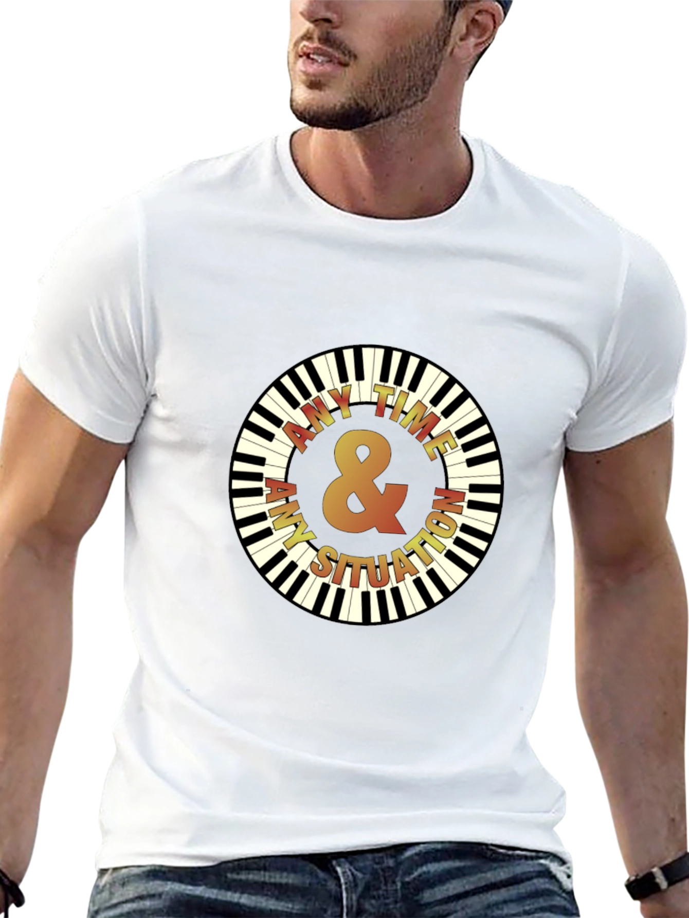 Any Time Piano Keys Graphic Black T-Shirt