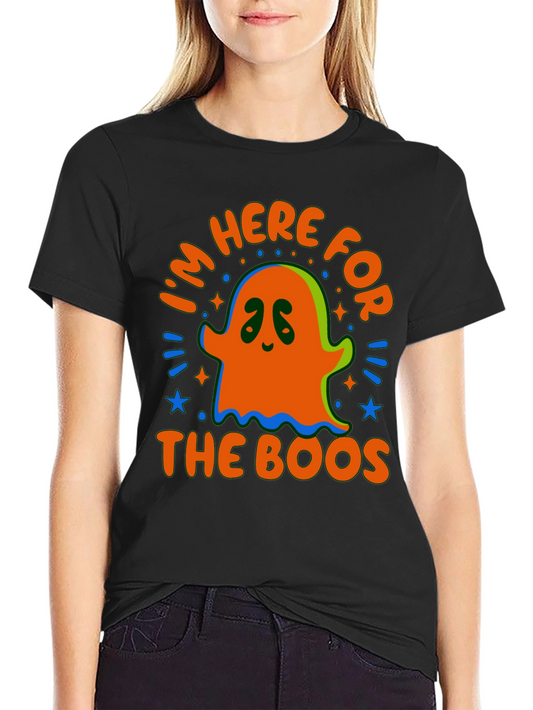 Halloween Ghost T-Shirt - Im Here for the Boos