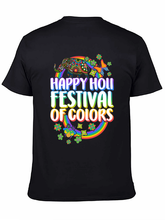 Happy Holi Festival of Colors Black T-Shirt