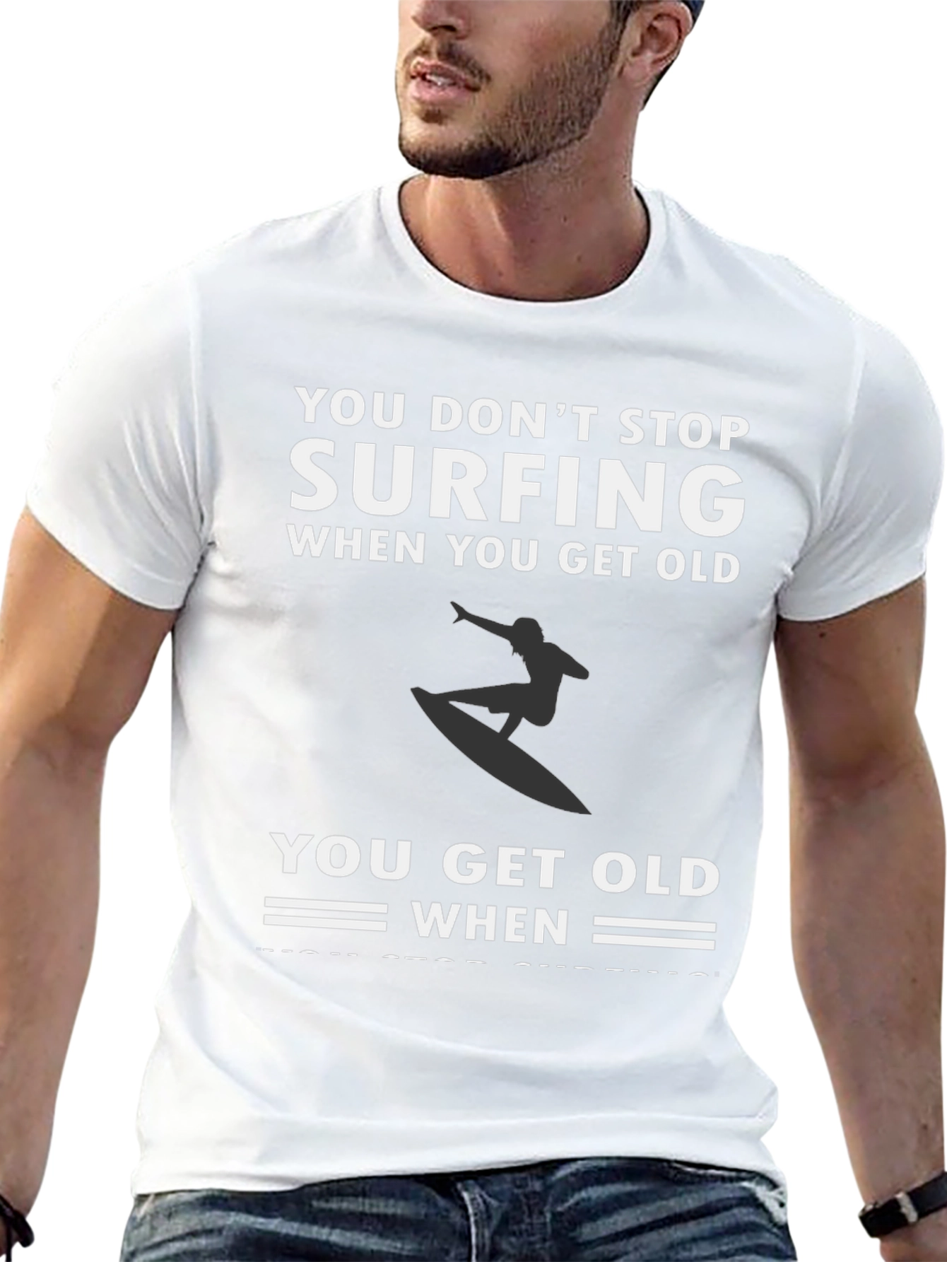 Surfing Never Stops Black Graphic Tee