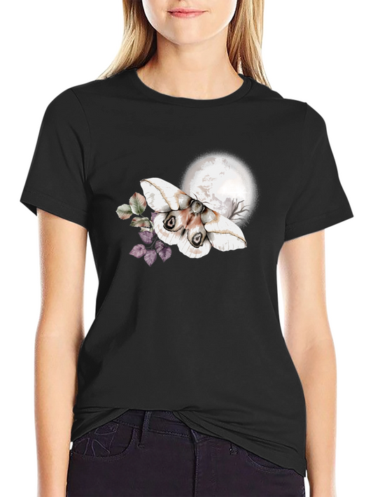 Moth & Moon Graphic T-Shirt - Black