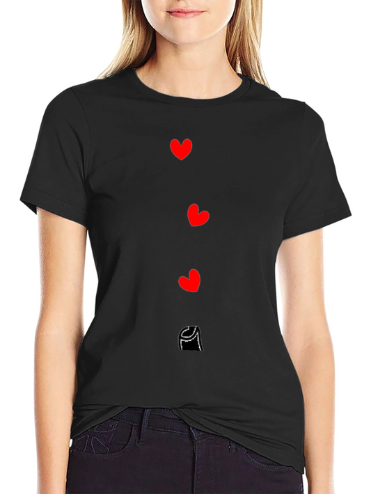 Heart Cascade Graphic Black T-Shirt