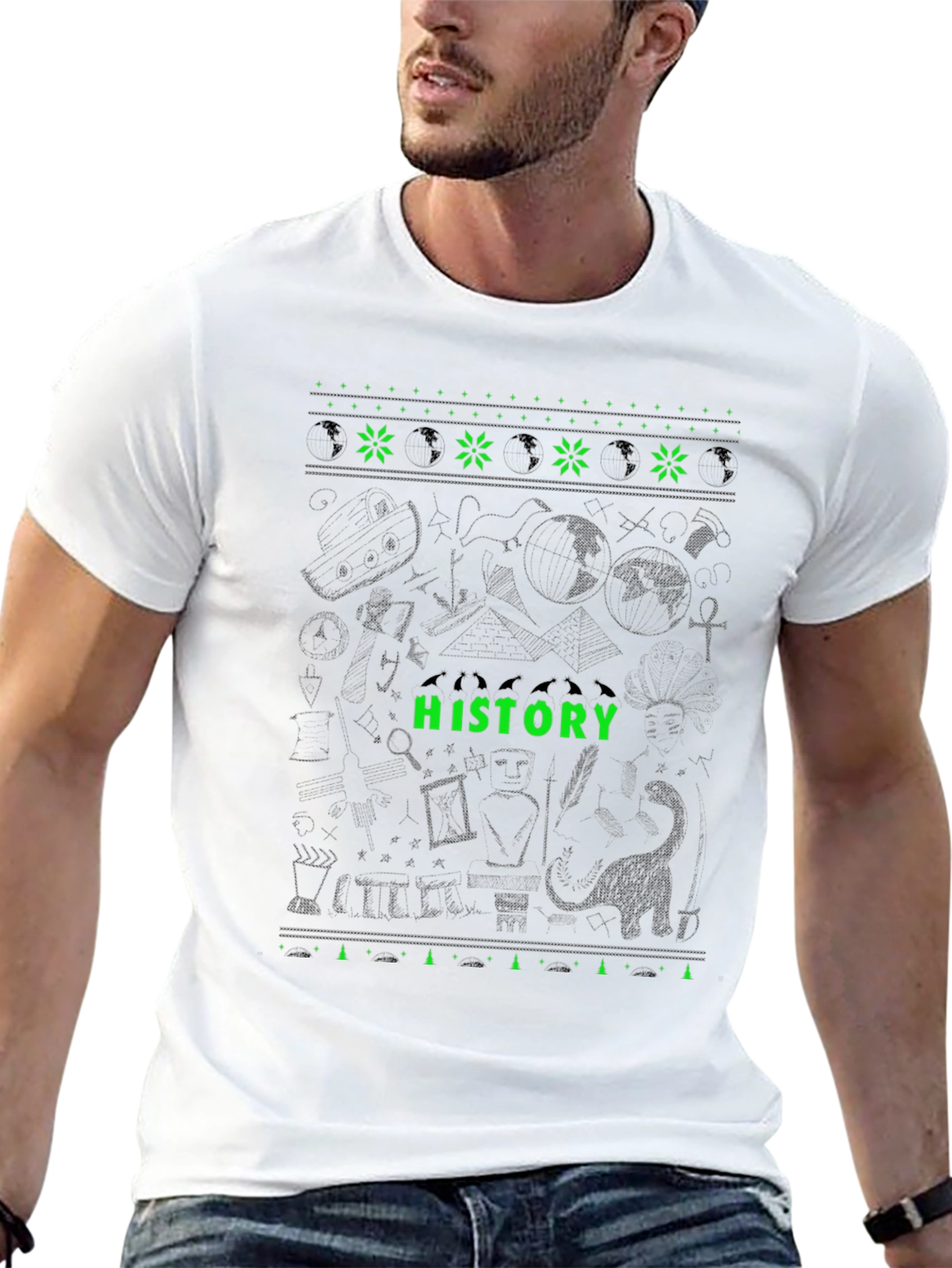 History Graphic Tee - Black Crew Neck T-Shirt