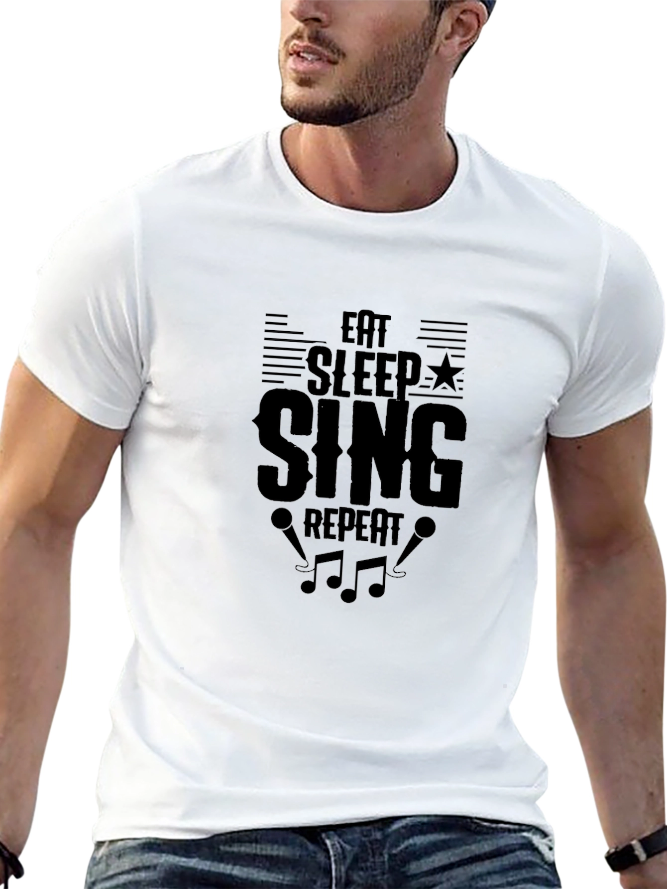 Eat Sleep Sing Repeat Black T-Shirt