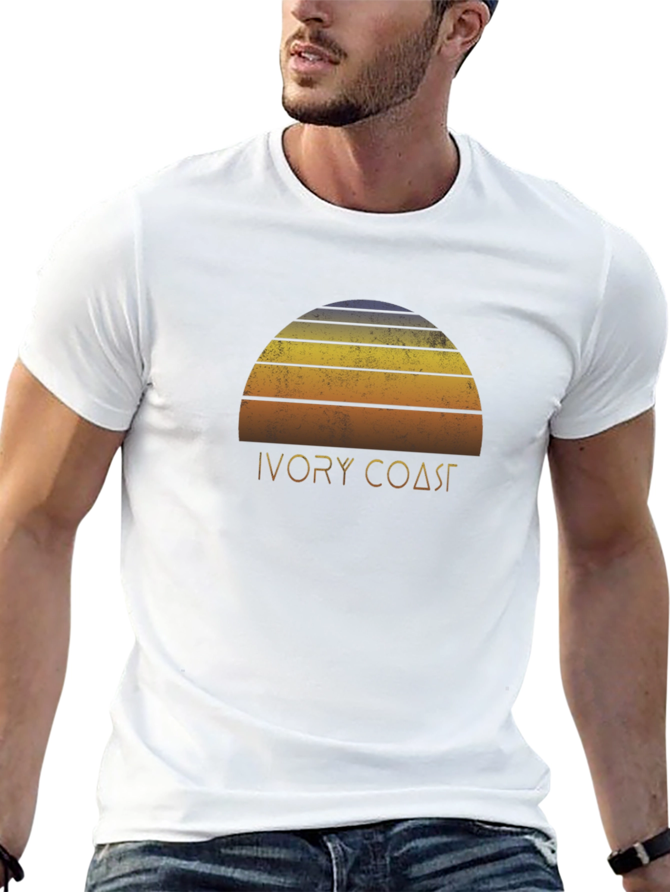Ivory Coast Graphic Tee - Retro Sunset Design