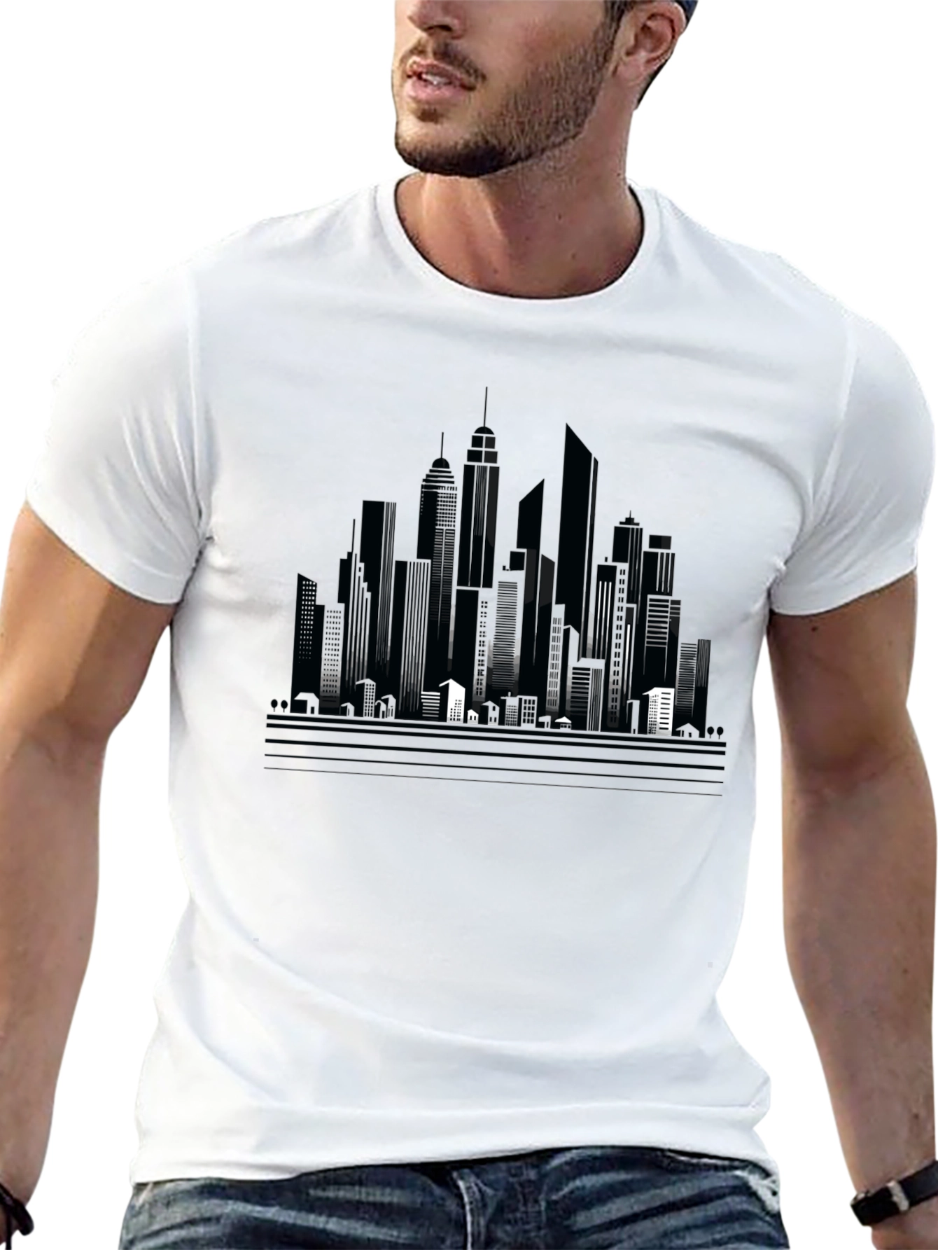 Urban Skyline Graphic Tee - Modern Cityscape Design