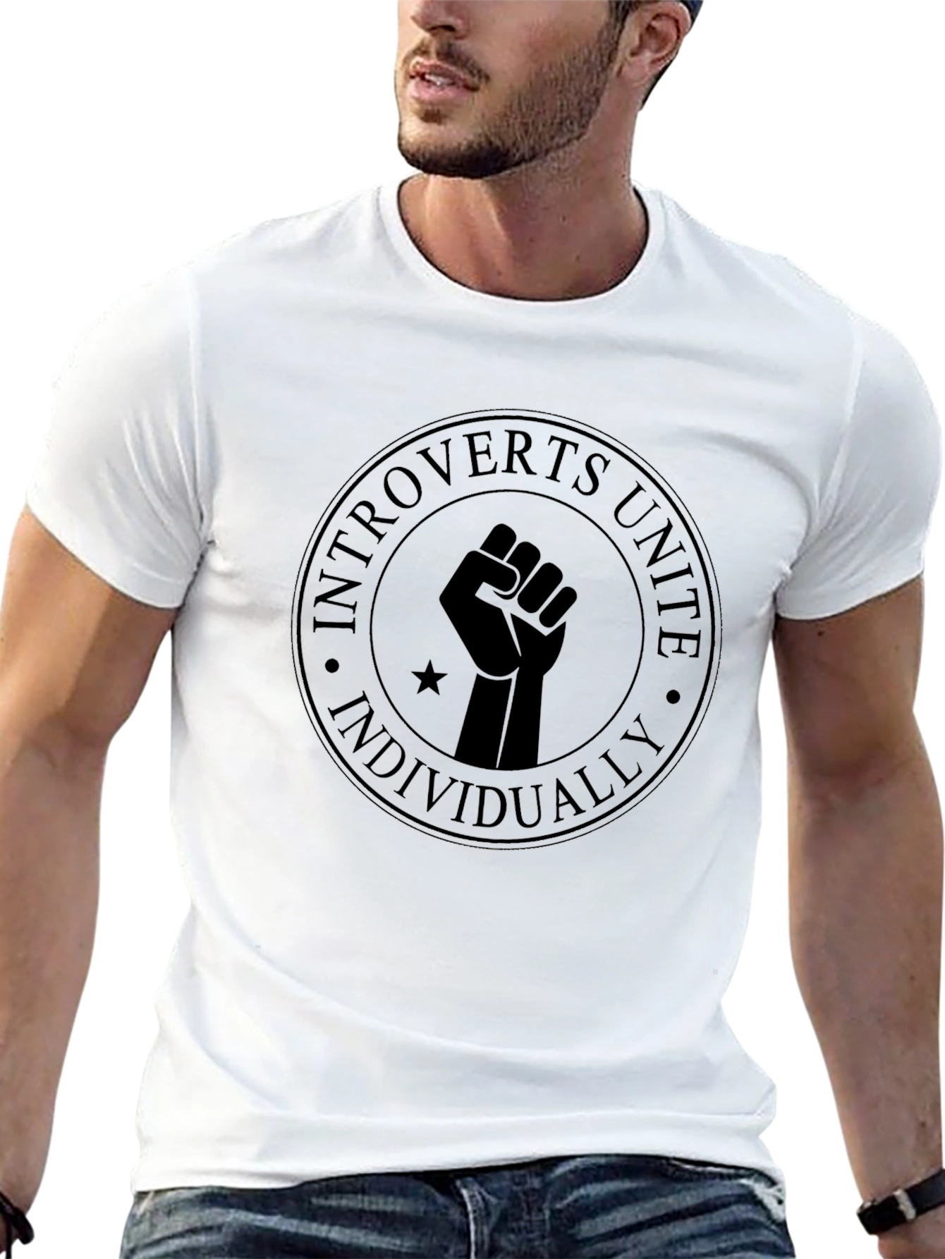 Introverts Unite Individually Black T-Shirt
