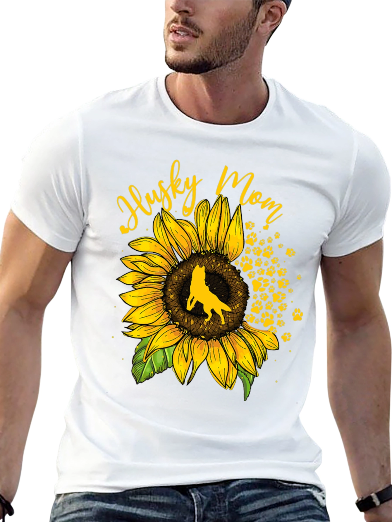 Husky Mom Sunflower Graphic Tee