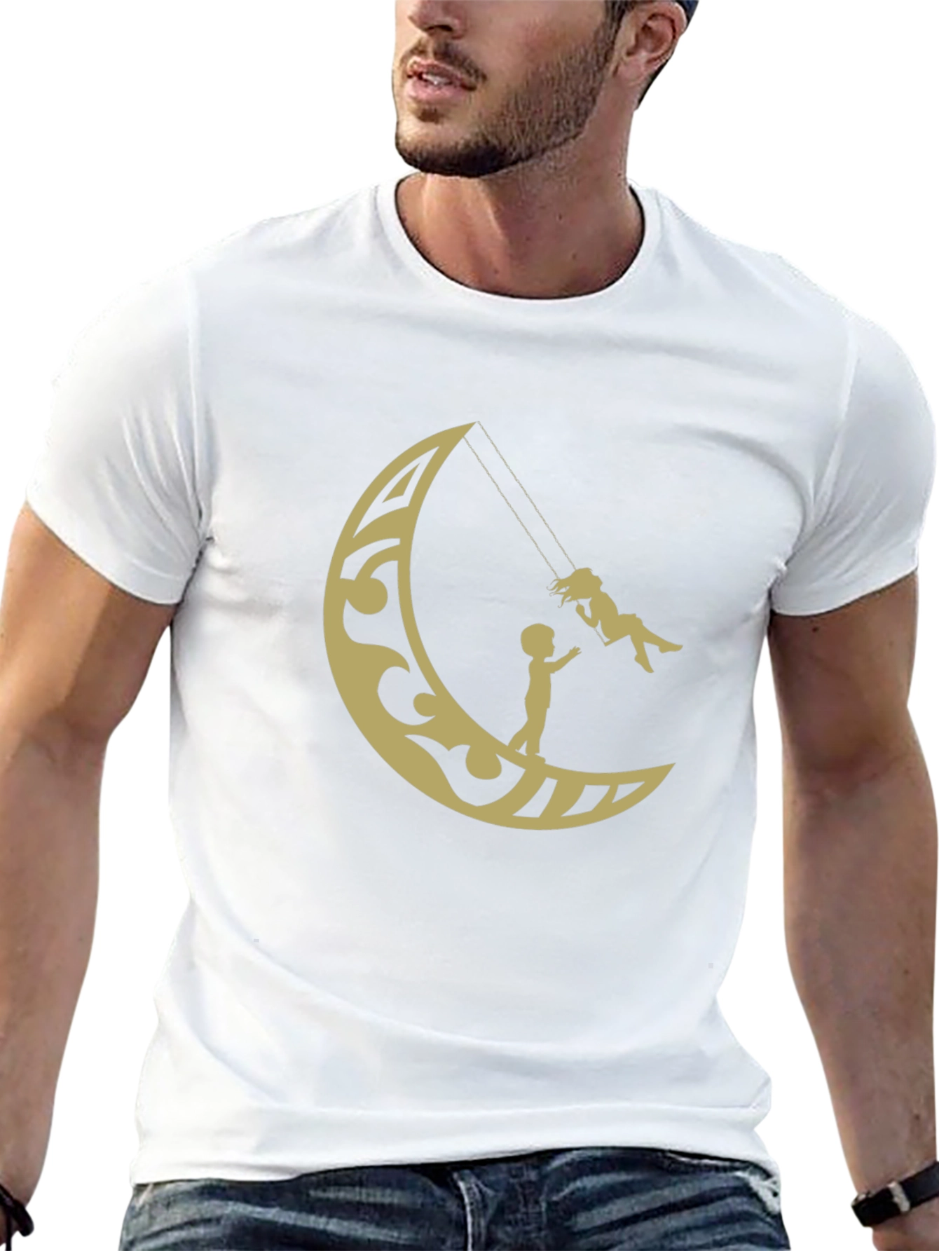 Moon Swing Graphic Tee - Stylish Cotton T-Shirt