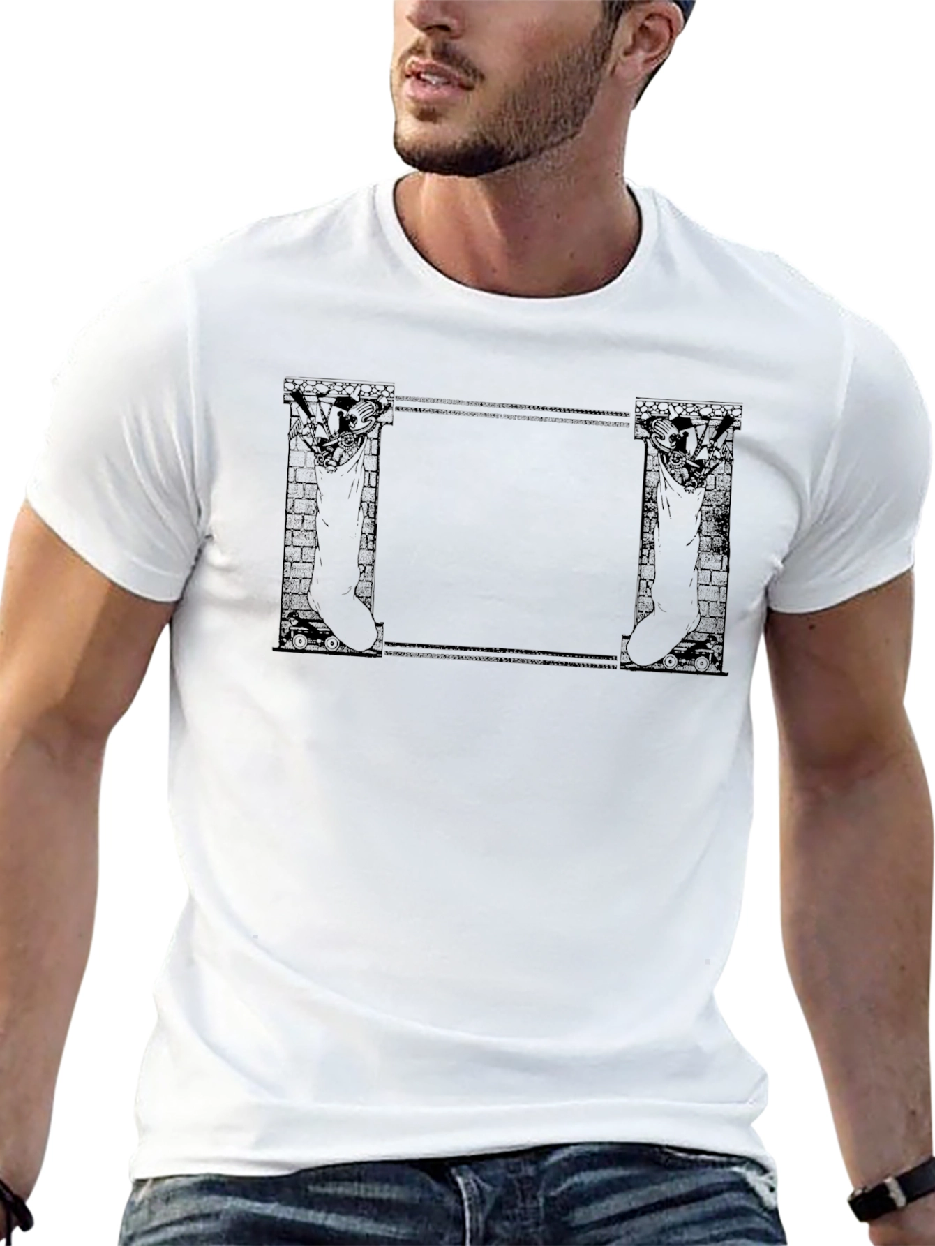 Festive Christmas Stocking Frame T-Shirt
