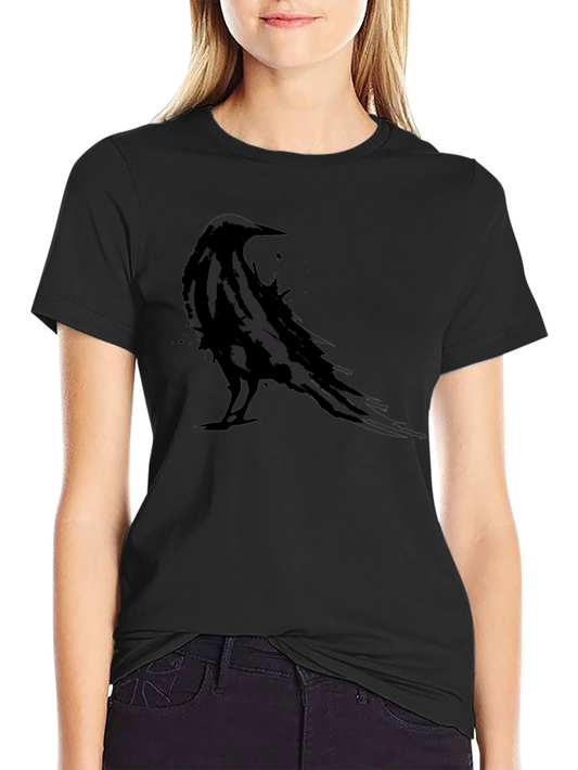 Mens Black Raven Graphic Tee - Stylish Bird Design