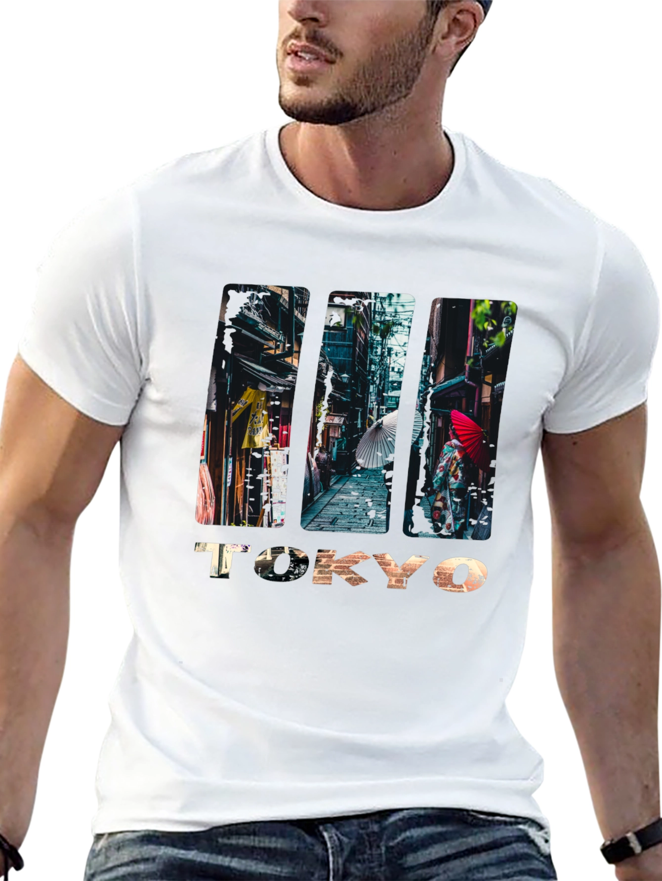 Tokyo Street Scene Graphic Print T-Shirt