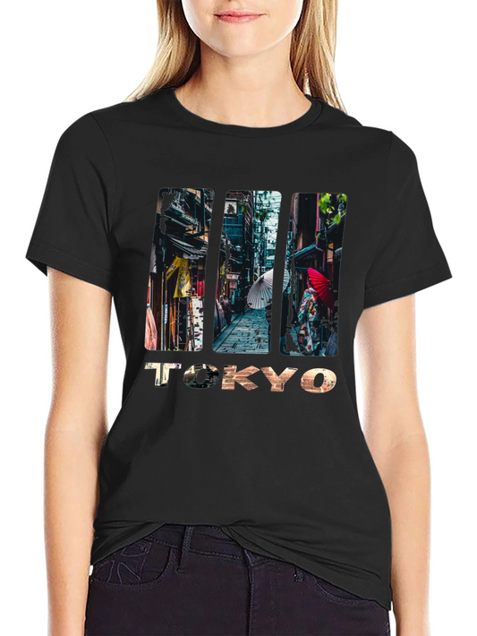 Tokyo Street Scene Graphic Print T-Shirt