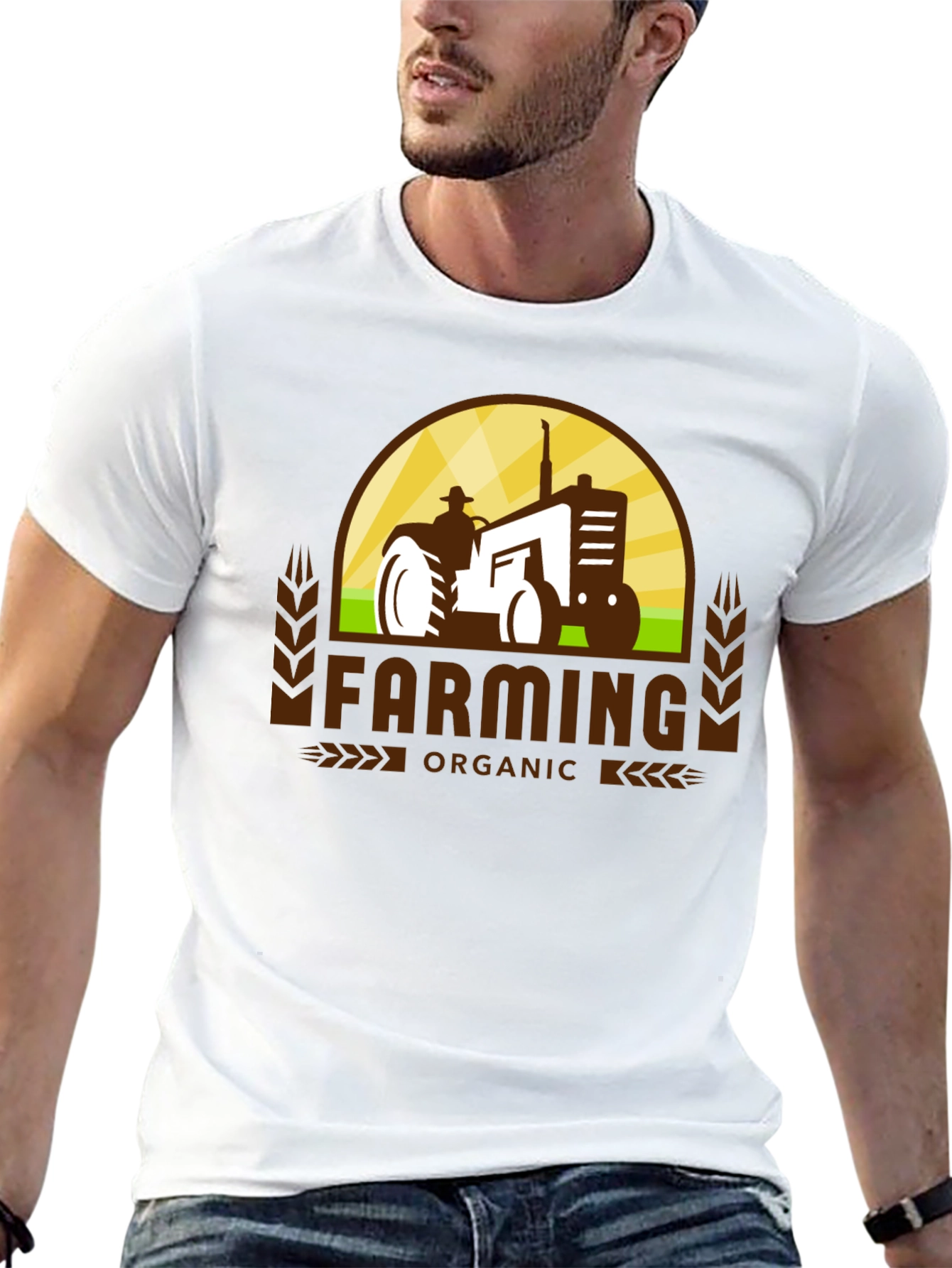 Organic Farming Tractor Graphic T-Shirt