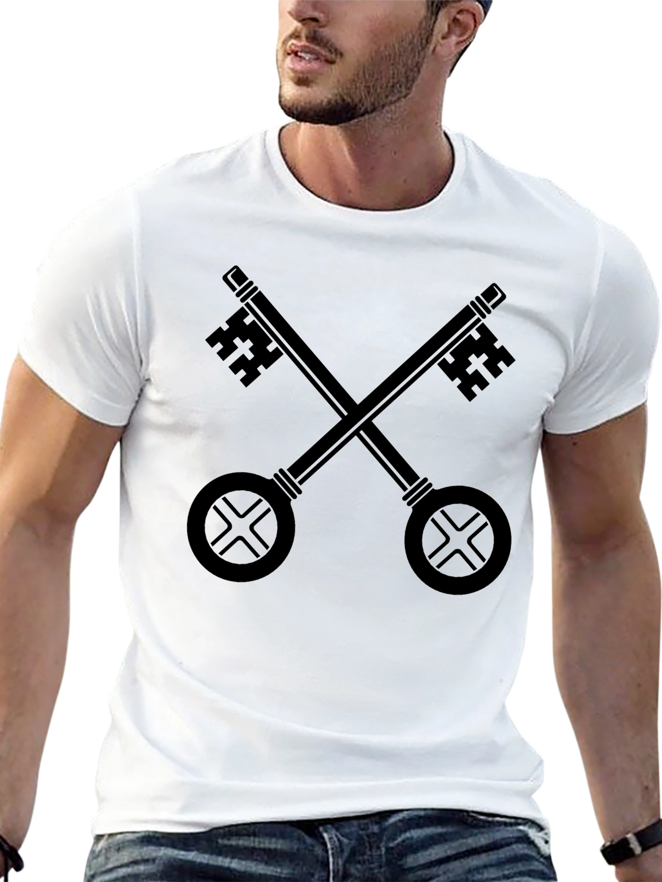 Crossed Keys Graphic T-Shirt - Black