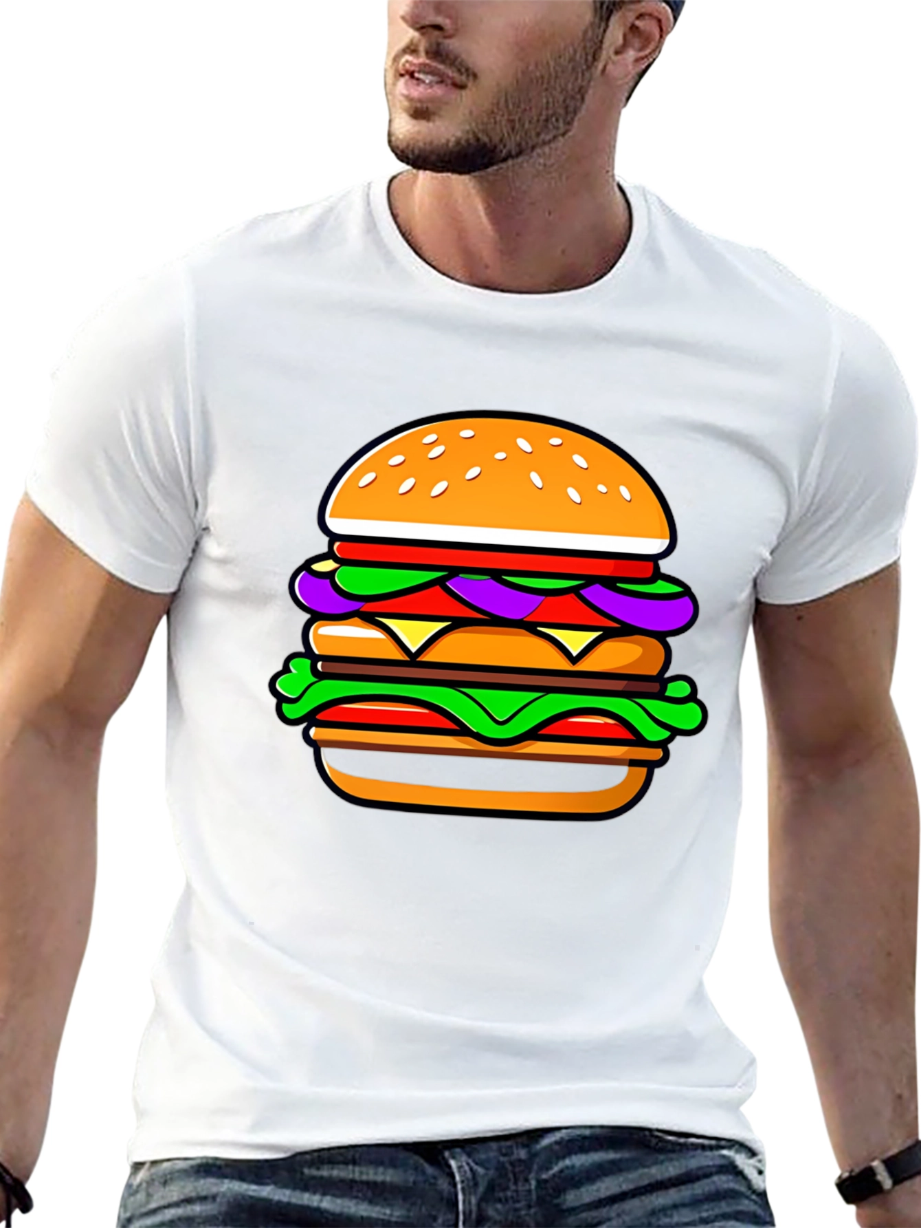 Burger Graphic T-Shirt - Casual Black Tee
