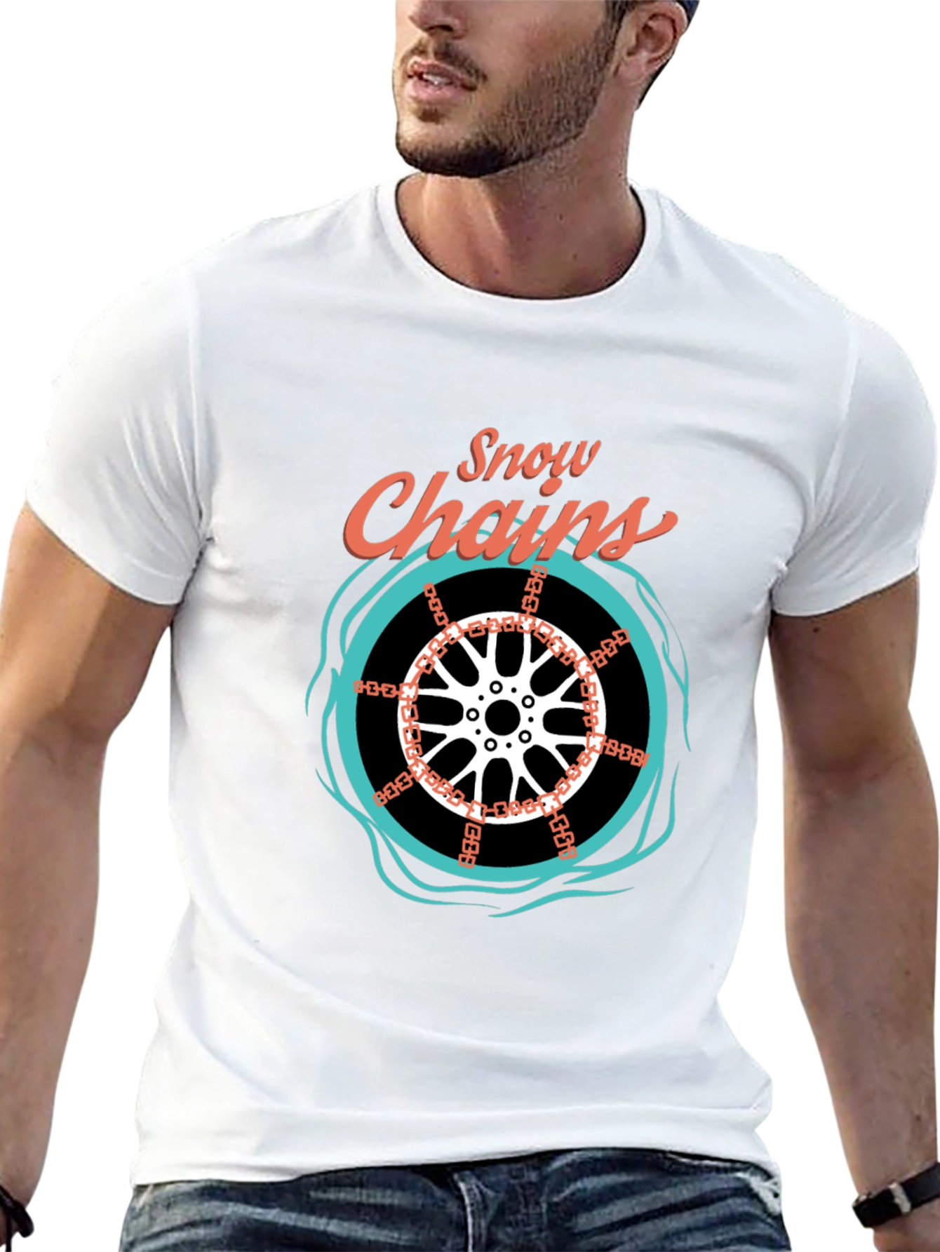 Snow Chains Graphic T-Shirt - Black Cotton Tee