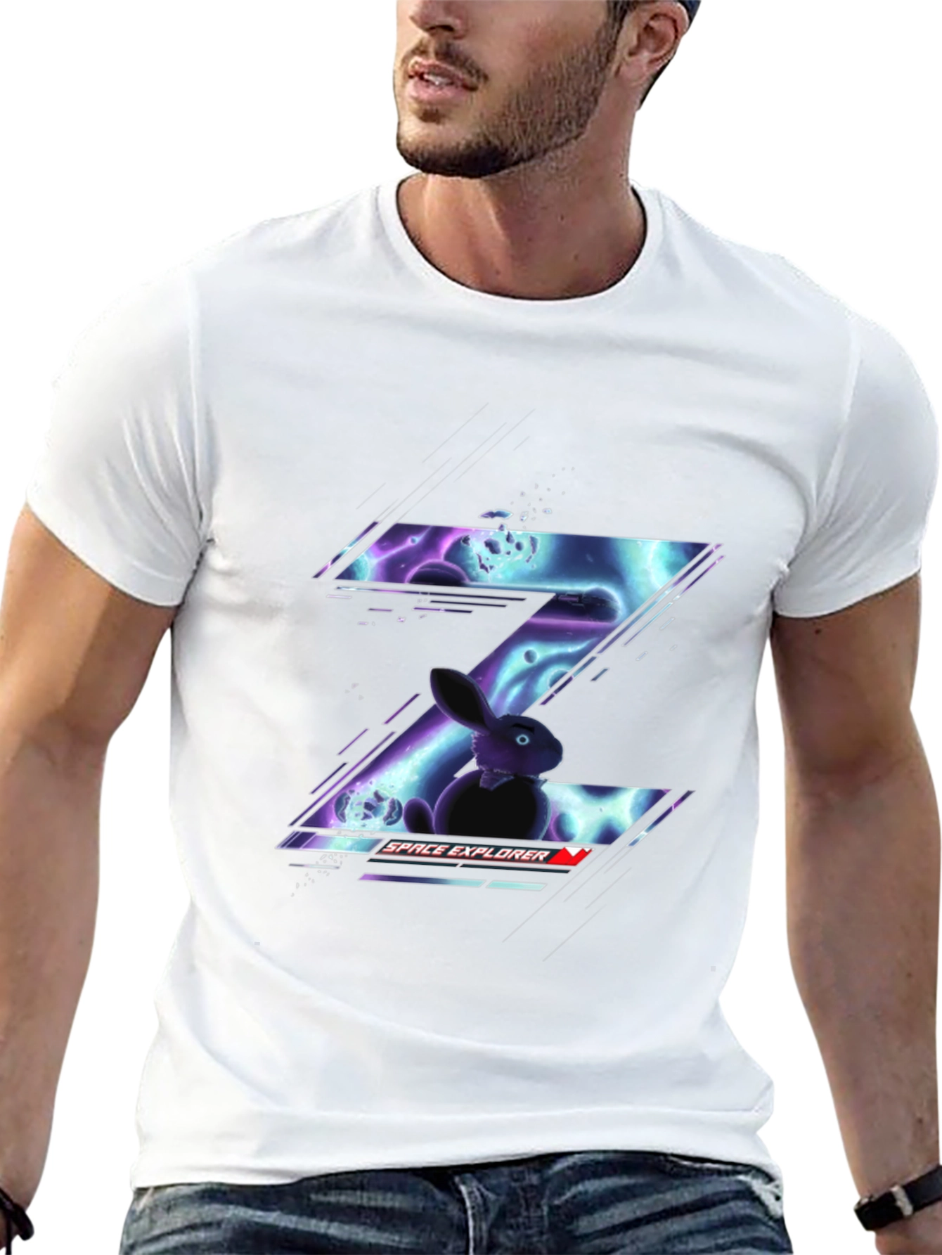 Space Explorer Rabbit Graphic Tee - Cool Design!